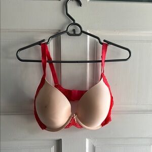 Victoria's Secret Cream and Pink Push-Up Bra